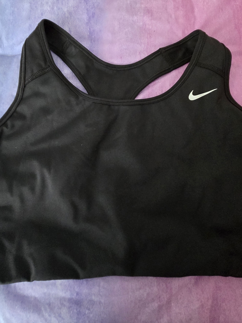 Nike Black Racerback Sports Bra with White Swoosh